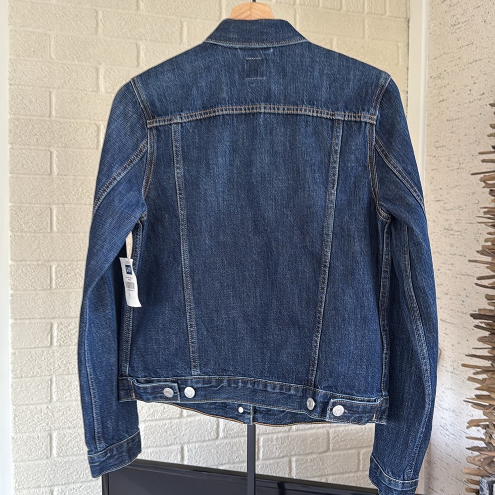 NWT Classic Gap Denim Icon Dark Wash Blue Jean Jacket Women’s Size Small - Picture 12 of 17